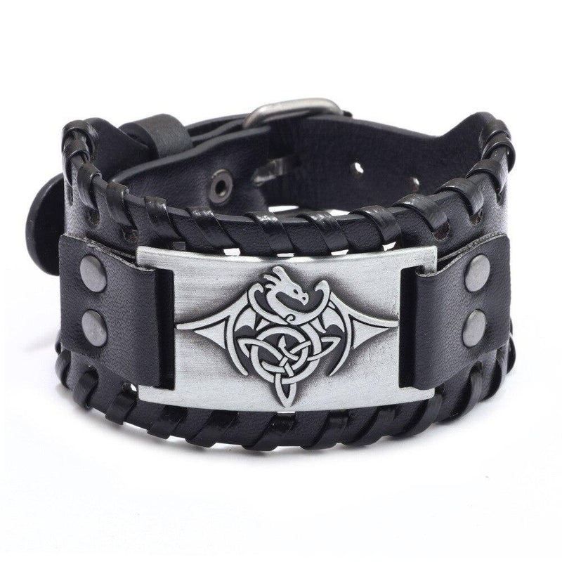 Handmade Leather Dragon Bracelet - MYRINGOS