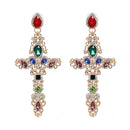 Vintage Crystal Cross Earrings - MYRINGOS