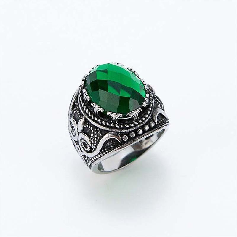 Big Green CZ Stone Ring - MYRINGOS