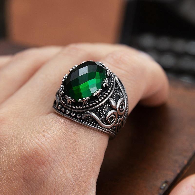 Big Green CZ Stone Ring - MYRINGOS