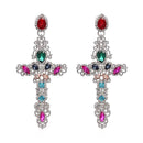 Vintage Crystal Cross Earrings - MYRINGOS