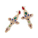 Vintage Crystal Cross Earrings - MYRINGOS